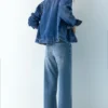 Baggy τζιν με ίσια γραμμή και στρας Baggy τζιν με ίσια γραμμή και στρας