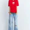 Κόκκινο T-shirt με γραφικό σλόγκαν Κόκκινο T-shirt με γραφικό σλόγκαν