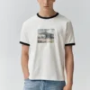 Κοντομάνικο T-shirt με γραφικό και ραβδώσεις Κοντομάνικο T-shirt με γραφικό και ραβδώσεις