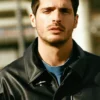Μπουφάν από συνθετικό δέρμα με κούμπωμα με πείρους