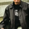 Μπουφάν από συνθετικό δέρμα με κούμπωμα με πείρους