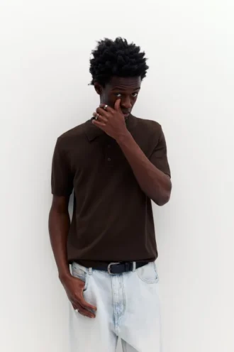 Polo shirt με κοντά μανίκια από πλεκτό ύφασμα