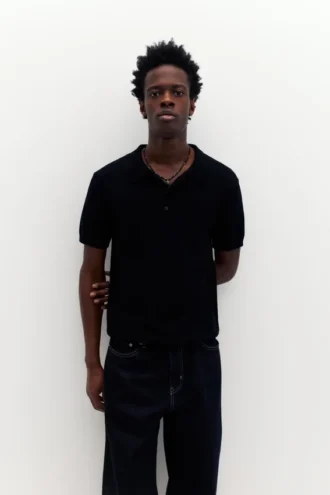 Polo shirt με κοντά μανίκια από πλεκτό ύφασμα