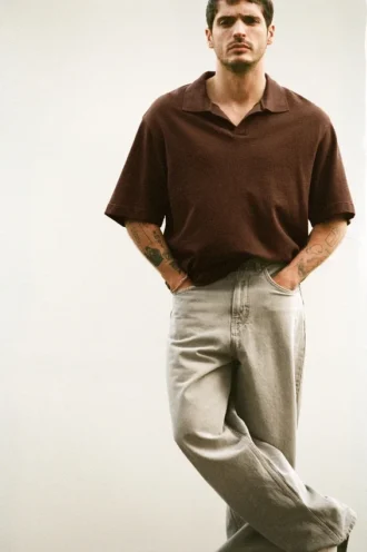 Polo shirt με κοντό μανίκι και υφή