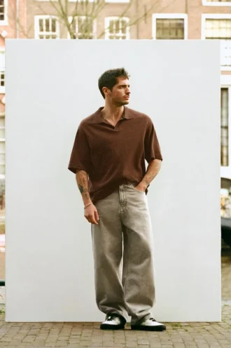 Polo shirt με κοντό μανίκι και υφή