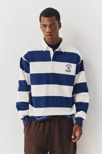 Polo shirt με ρίγες και κεντημένο μοτίβο ποδηλάτη
