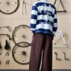 Polo shirt με ρίγες και κεντημένο μοτίβο ποδηλάτη