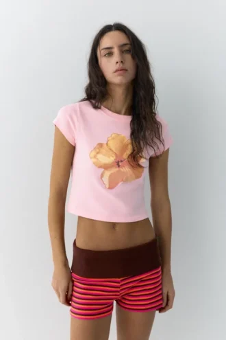 Ροζ πουκάμισο με floral σχέδιο