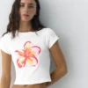 T-shirt με γραφικό λουλουδιού T-shirt με γραφικό λουλουδιού