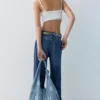 Τσάντα tote από τζιν με πουά Τσάντα tote από τζιν με πουά